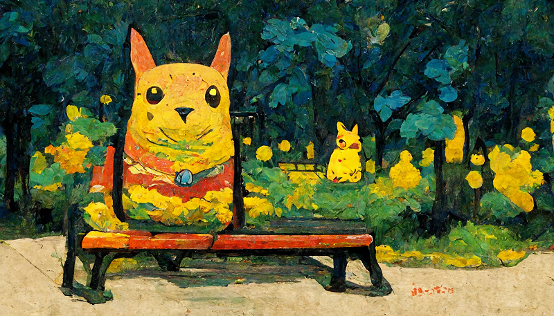 Folksome_pikachu_sitting_on_a_park_bench_in_the_style_of_van_go_c72231cd-fbd4-405d-a27c-ce0e6c6ab1b4.png