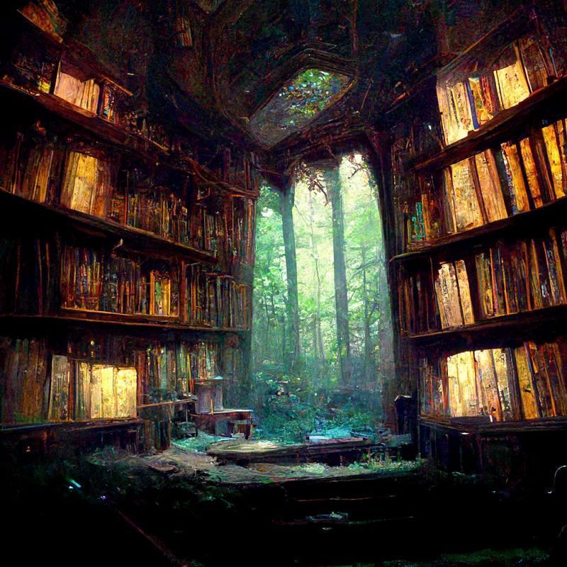 Malii_abandoned_magical_library_in_the_woods_ef8e5504-50dd-4cc3-814c-934ac31fcd7f.png