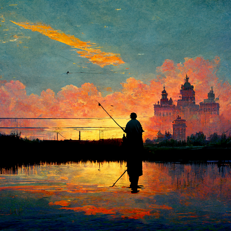 O.._sunset_sky_castle_a_man_fishing_at_corridor_69ef40af-8c26-4ee6-ac02-03fc8d2ef314.png